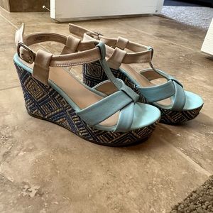 Cute colorful blue wedges